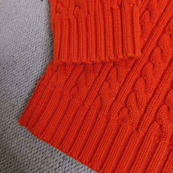 Lauren Ralph Lauren Petite Vintage Sweater Womens P/L Orange Cable Knit Crest - Picture 5 of 14